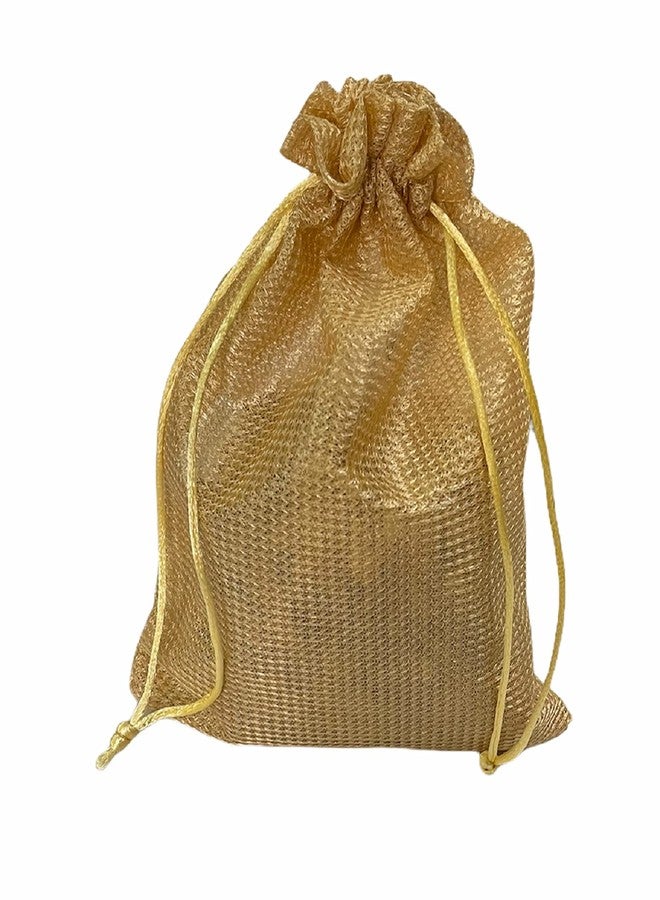 Krisah Plastic 12 Pcs Unisex-Adult Self Design Cloth Potli Bags, Pack Of 12 (Beige) Big Size 23 X 18 Cm - Image 3